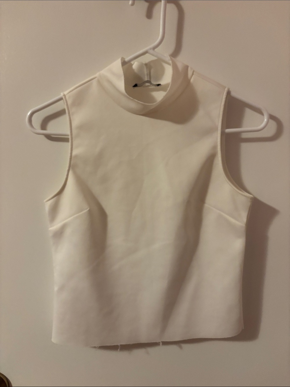 Zara Cream Sleeveless Mock Neck Tank Top